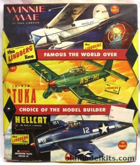 Lindberg 1/48 Vega Winnie Mae / Ju-87 Stuka / F6F Hellcat Gift Set, 100-298 plastic model kit
